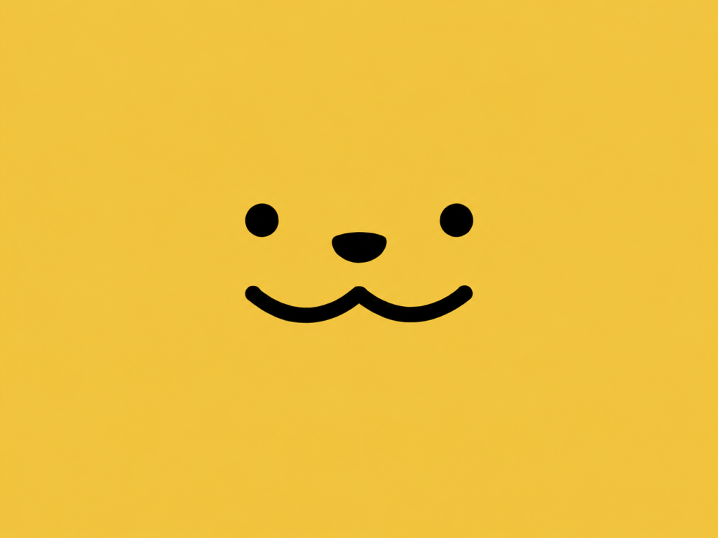 Smiling face on a bright yellow background.